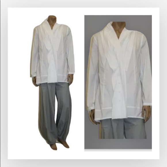 Risona Tops - Rare Risona  Tomo White Scarf Shirt